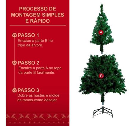 Árvore de Natal Pinheiro 1,80 M 180 cm 503 Galhos 46 Enfeites Smsc -  GIFTCENTER