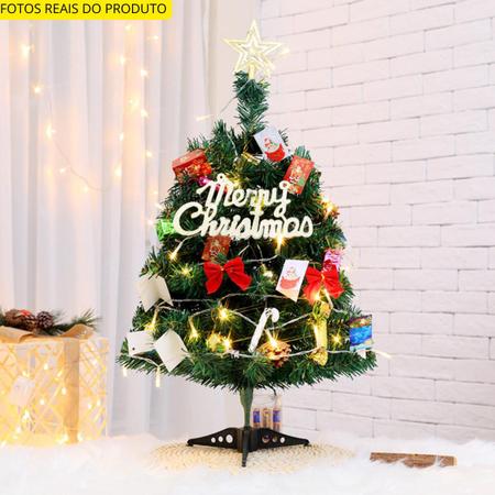 Árvore De Natal Pequena Pé de Madeira Pinheiro Verde Luxo 60cm - 60 Galhos  Premium - top natals - Árvore de Natal - Magazine Luiza