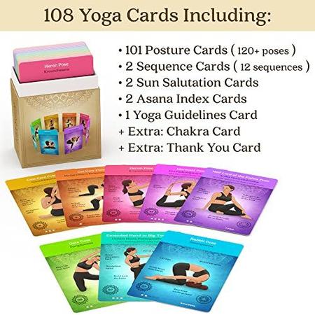 Asana Moon Premium Yoga Cards Deck com mais de 120 Poses de Yoga
