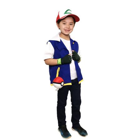 Kit Fantasia Ash Cosplay Pokémon Infantil ou Adulto