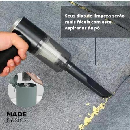 Aspirador De Pó Portátil Recarregável Sem Fio Pratico Fácil Pequeno Potente  Casa Carro Escritório USB Preto ASP-2 - MADE BASICS - Aspirador de Pó  Automotivo - Magazine Luiza
