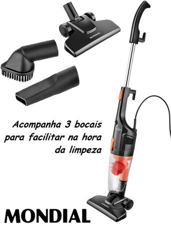 Imagem de Aspirador De Pó Vertical De Mão Portátil Elétrico 2 Em 1 Preto Laranja 1100W 110V Dupla Filtragem Turbo Cycle Mondial