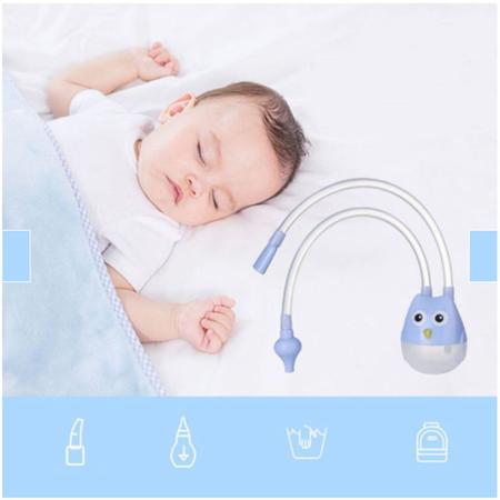 Imagem de Aspirador Nasal de Silicone com Sucção para Bebê. Cor Azul