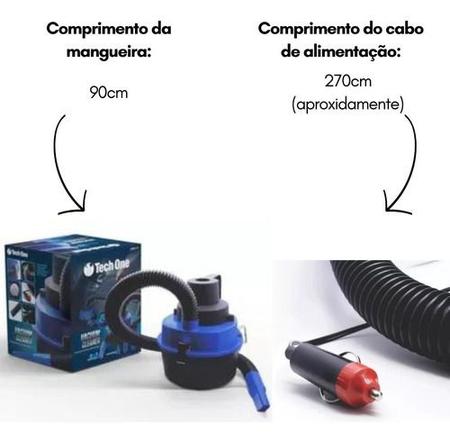 Imagem de Aspirador Pó Automotivo Vacuum Cleaner Tech One 12V 90W Carro Portatil Solidos e Liquidos Filtro Removivel bola e colcão