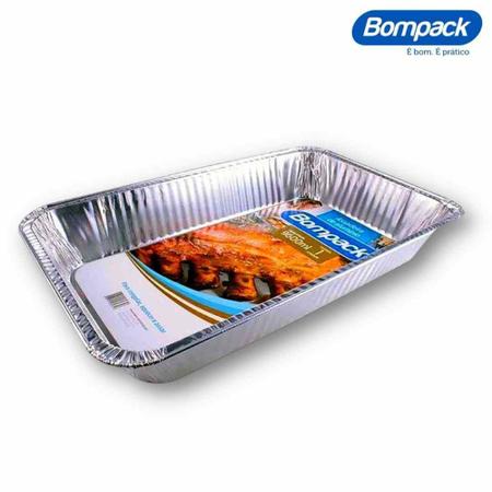 Imagem de Assadeira de Alumínio Forma Retangular Descartável Bompack - 9,6L 32,5x53x8,5cm - Unidade