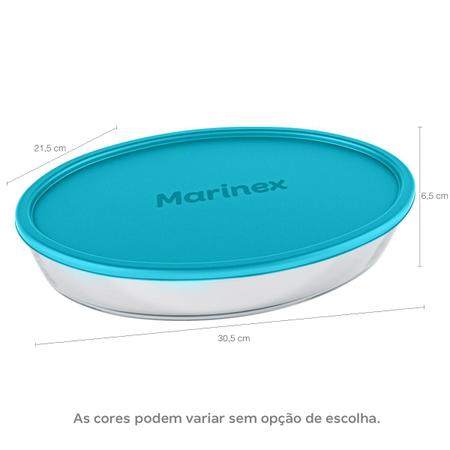 Imagem de Assadeira De Vidro Oval Com Tampa De Cores Sortidas Marinex 2,4L Travessa Refratária