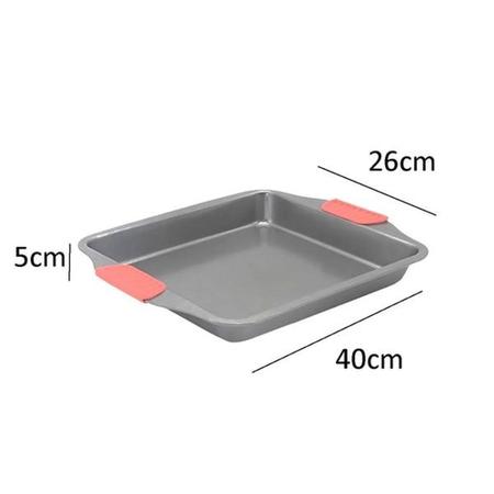 Assadeira Grande Forma C/ Pegador Silicone Antiaderente Bolo - emcasatem Imagem de Assadeira Grande Forma C/ Pegador Silicone Antiaderente Bolo