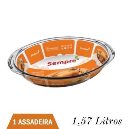 Imagem de Assadeira Travessa Oval Vidro 1,57L Refratário Sempre