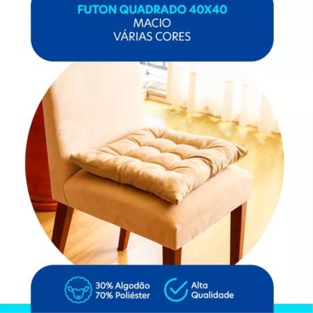 Imagem de Assento Futton 40x40cm Diversas Cores Futon P/Cadeiras Pallets Banquetas Sofás Decoração Almofada