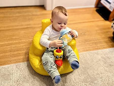 Imagem de Assento inflável do bebê para bebês 3-36 meses, construído no sofá de apoio traseiro infantil da bomba de ar, cadeira da criança do assento de apoio infantil para sentar-se, cadeira de chá de bebê no chão do assento presentes