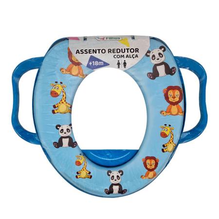 Assento Redutor de Vaso Sanitário Menino com Alça Portátil Pais & Filhos Imagem de Assento Redutor de Vaso Sanitário Menino com Alça Portátil Pais & Filhos
