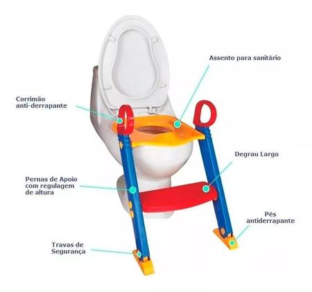 Imagem de Assento Redutor Infantil com Escada Elevado para Vaso Sanitario