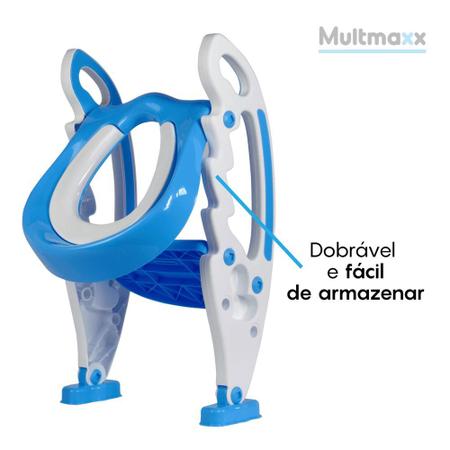 Imagem de Assento Redutor Infantil com Escada para Vaso Sanitário Azul - Multmaxx