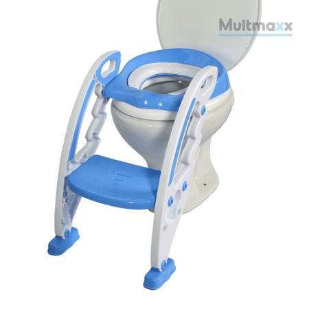 Imagem de Assento Redutor Infantil com Escada para Vaso Sanitário Azul - Multmaxx