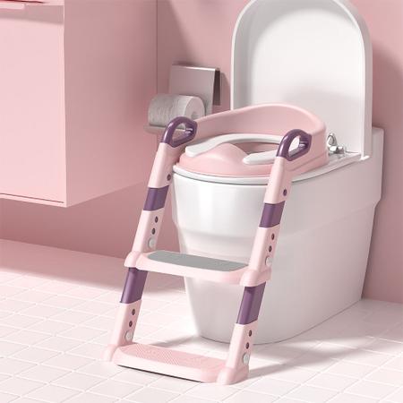 Imagem de Assento Redutor Infantil De Vaso Sanitário Troninho Com Escada Dobrável Para Crianças Bebê Meninos E Meninas