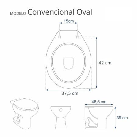 Imagem de Assento Sanitário Almofadado Astra Convencional Oval Universal Cinza Escuro