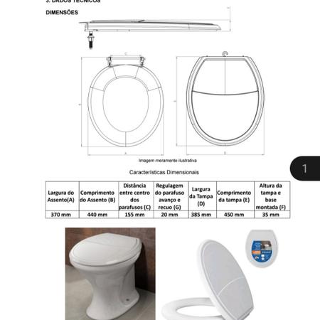 Imagem de Assento Sanitário Almofadado Tampa De Vaso Branco Modelo Universal Oval Plus Slim