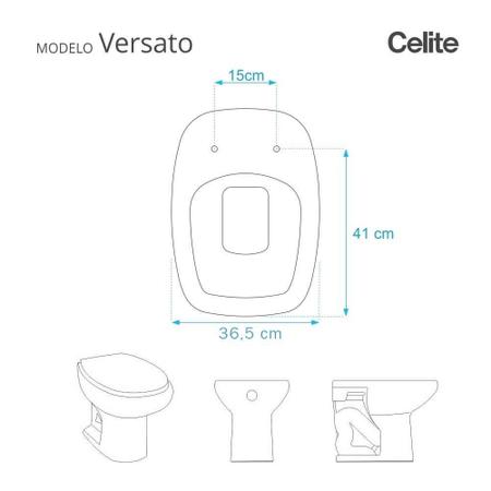 Imagem de Assento Sanitário Almofadado Versato Pergamon (Bege Claro) para vaso Celite