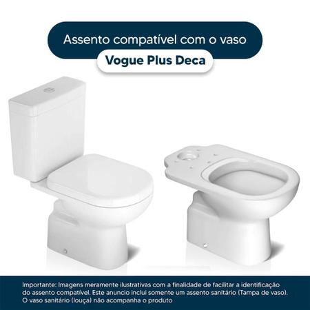 Imagem de Assento Sanitário Almofadado Vogue Plus Preto P/ Vaso Deca