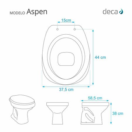 Imagem de Assento Sanitário Astra com Amortecedor Aspen Branco para Vaso Deca