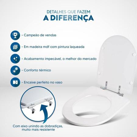 Imagem de Assento Sanitário em MDF Carrara Branco para bacia Deca