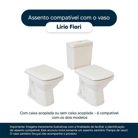 Imagem de Assento Sanitário Fechamento Lento Lirio Branco para vaso Fiori