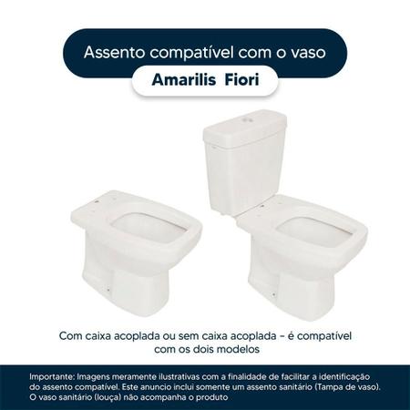 Imagem de Assento Sanitário Laqueado Soft Close Amarilis Cinza Claro para vaso Fiori