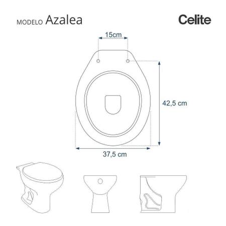 Imagem de Assento Sanitario Poliester Antibacteriano Azalea Branco para Vaso Celite