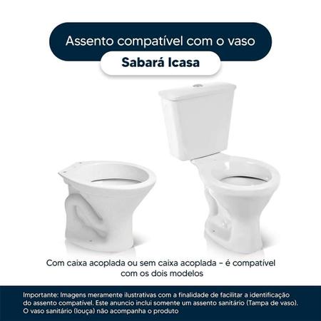 Imagem de Assento Sanitario Poliester Antibacteriano Sabara Branco Para Vaso Icasa