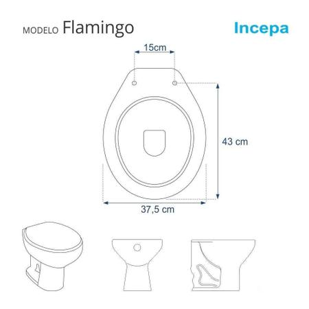 Imagem de Assento Sanitário Poliéster Flamingo Cinza Platina para vaso Incepa