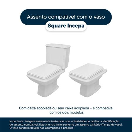 Imagem de Assento Sanitário Poliéster Square Cinza Platina para vaso Incepa