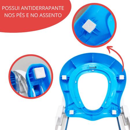 Imagem de Assento Sanitário Redutor Infantil com Escada e Alça Dobrável Portátil Azul Importway Bw-184 Az