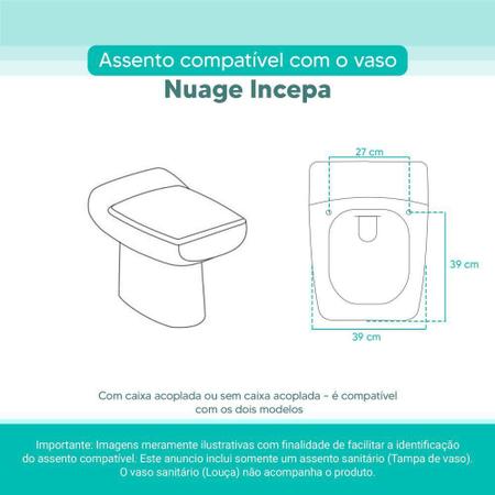 Imagem de Assento Sanitário Tampa de Vaso Branco MDF Laqueado Nuage para bacia Incepa