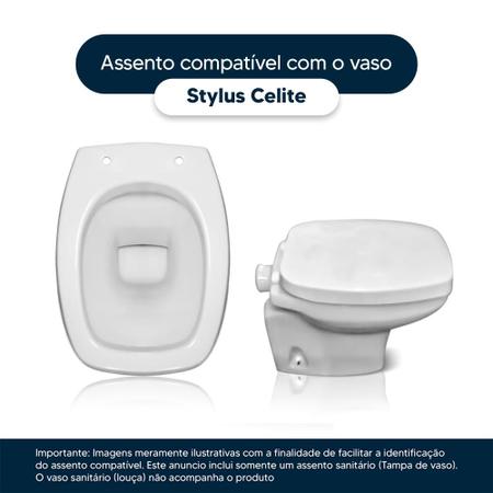 Imagem de Assento Sanitário Tampa de Vaso Madeira MDF Laqueado Stylus para bacia Celite Quadrado Antigo