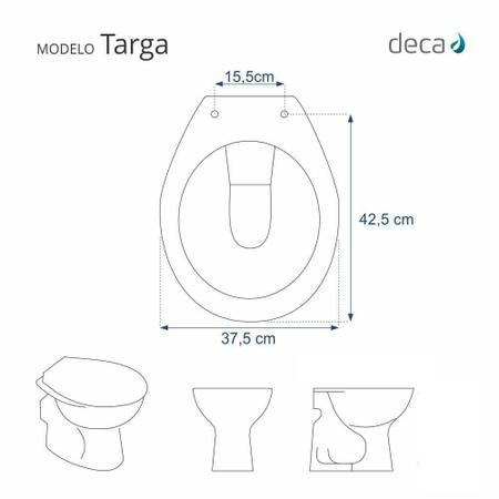 Imagem de Assento Sanitário Targa Creme para bacia Deca