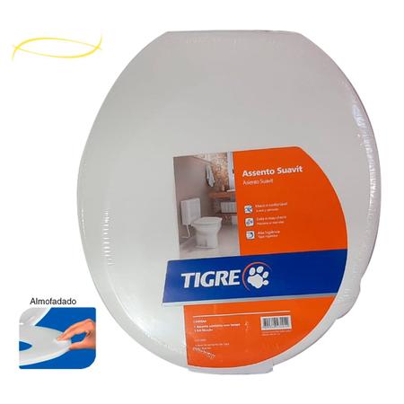 Imagem de Assento Vaso Sanitario Almofadado Tampa Para Vaso Sanitario Oval Tigre