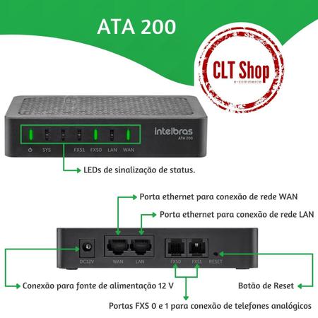 Imagem de ATA 200 Intelbras linhas VOIP para telefones analógicos