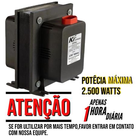 Auto Transformador 5000va/2.500w 110/220 E 220/110 - KF Imagem de Auto Transformador 5000va/2.500w 110/220 E 220/110