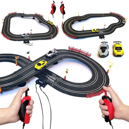 AUTORAMA PISTA DE CORRIDA COM DUPLO LOOPING 2 CARROS COM LUZ 3 EM 1 AUTO  PISTA ELETRICA TOP TURBO