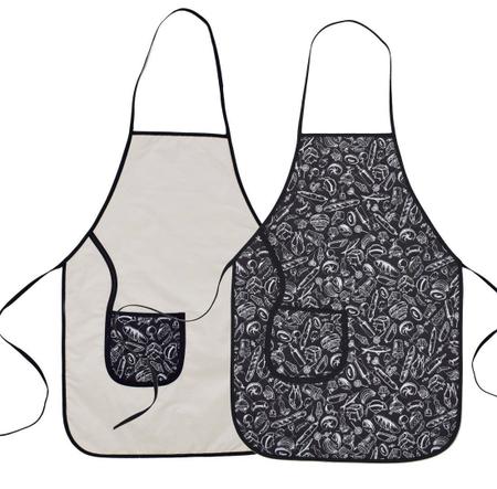 Imagem de Avental de cozinha dupla face preto e branco