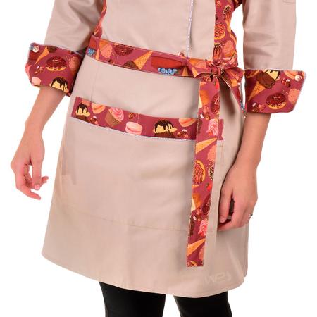 Imagem de Avental Feminino Chef de Cozinha Saia Com Laço Bege Sobremesas - Estilo Chef