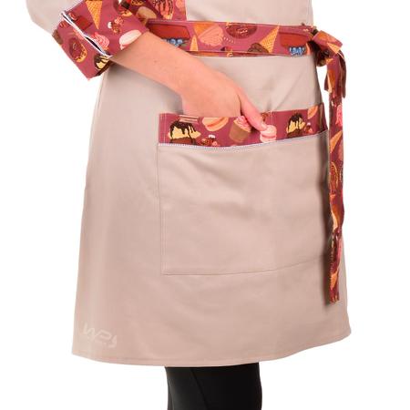 Imagem de Avental Feminino Chef de Cozinha Saia Com Laço Bege Sobremesas - Estilo Chef