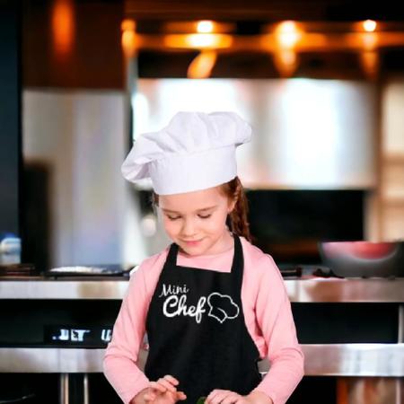 Imagem de Avental Infantil Vida Pratika Mini Chef Preto cozinha menina menino brinquedo fantasia master chef