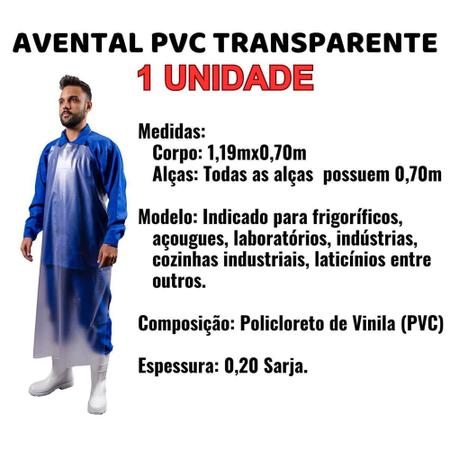 Imagem de Avental Plástico Profissional Frigorífico Açougue e Industria PVC Resistente - BENIQ