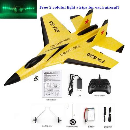 Avião Controle Remoto 2.4gh Aeromodelo Caça SU35 Amarelo - FX