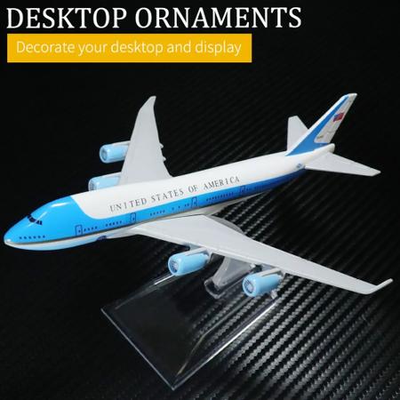 Imagem de Avião de Brinquedo Coleção Miniatura Metal Air Force One B747