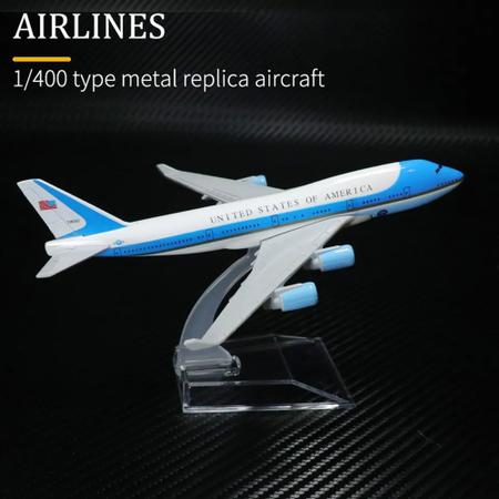 Imagem de Avião de Brinquedo Coleção Miniatura Metal Air Force One B747