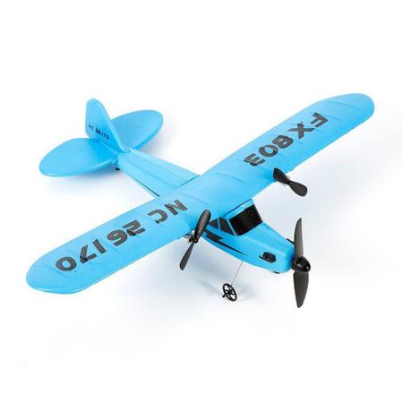 Avião de Controle Remoto com Bateria e Hélice para Crianças e Adultos,  VOLANTEXRC 7622, Branco e Azul - Dular