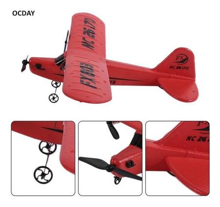 Avião Planador c/ Controle Remoto Modelo Fx 803 Vermelho Rc