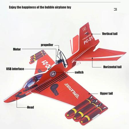 Avião Planador com Luz Bateria Recarregável USB Brinquedo Infantil Dia das  Crianças - Escorrega o Preço